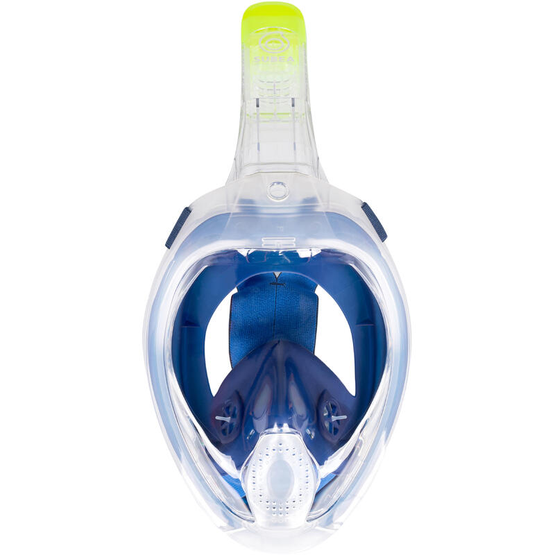 Maschera snorkeling adulto EASYBREATH 540 FREETALK superficie valvola acustica blu