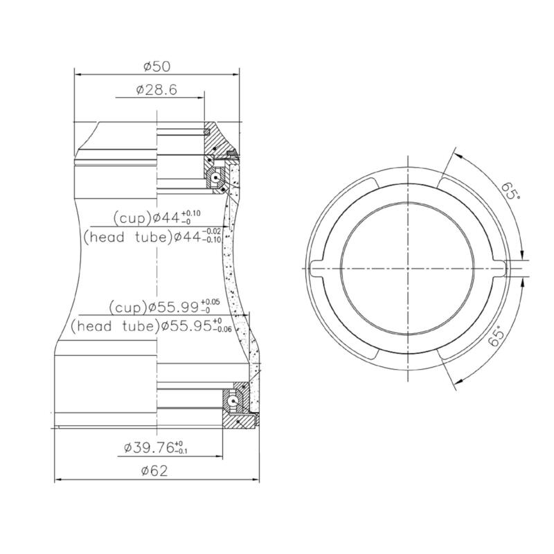 Balhoofdstel semi-geïntegreerd met stops 1.5" - 1"1/8 tapse vorkbuis