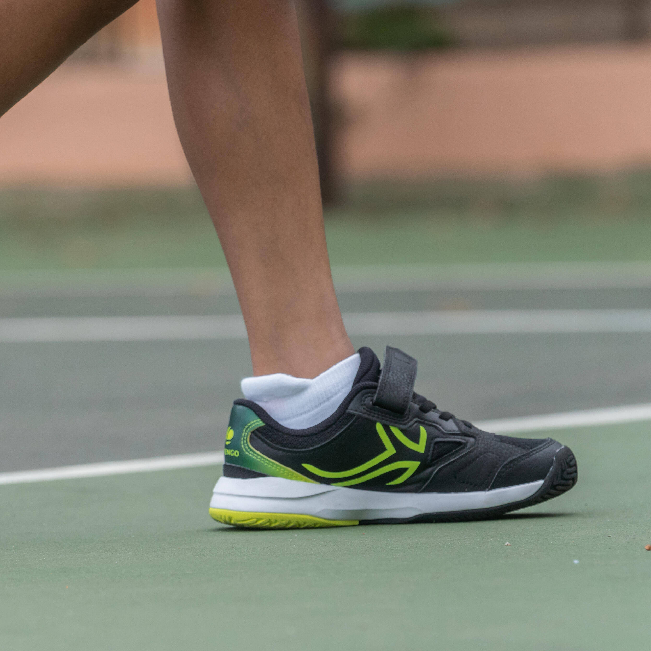 Kids Easy-Lace Tennis Multi-Court Shoes - TS560 Black/Yellow -  3
