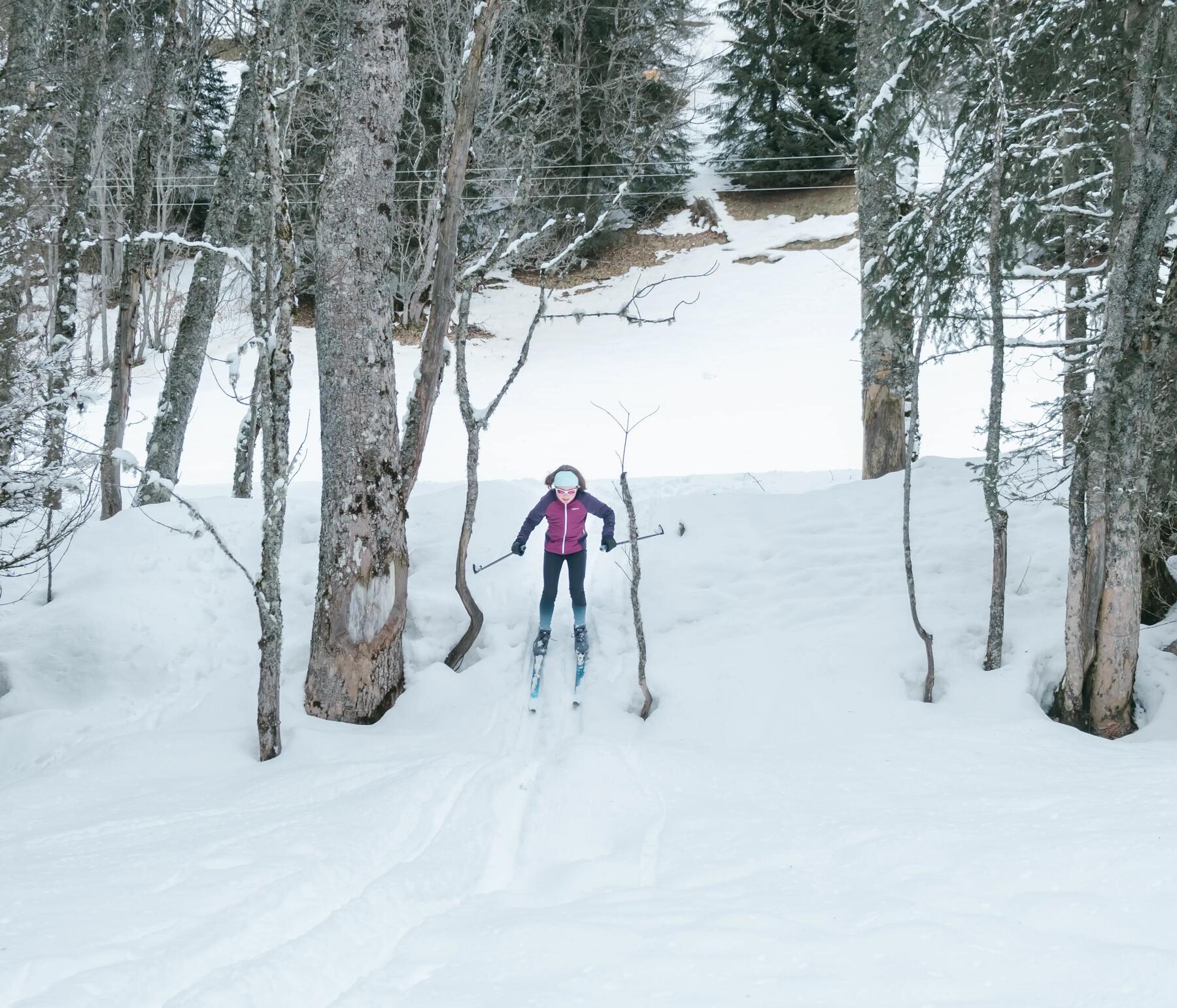 young girl cross-country skiing