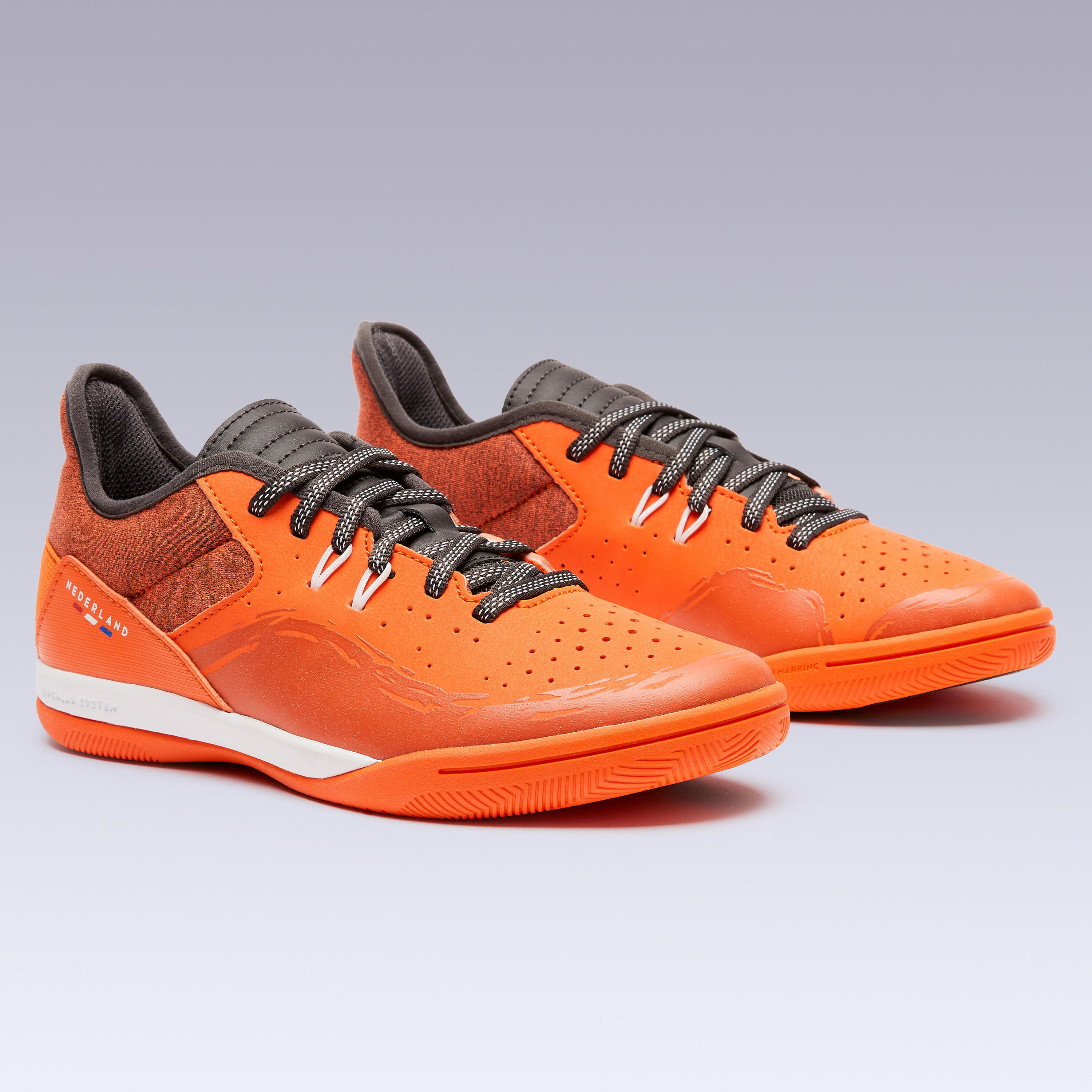 Zaalvoetbalschoenen kind Eskudo 500 Barrio Nederland EK editie oranje 5/9
