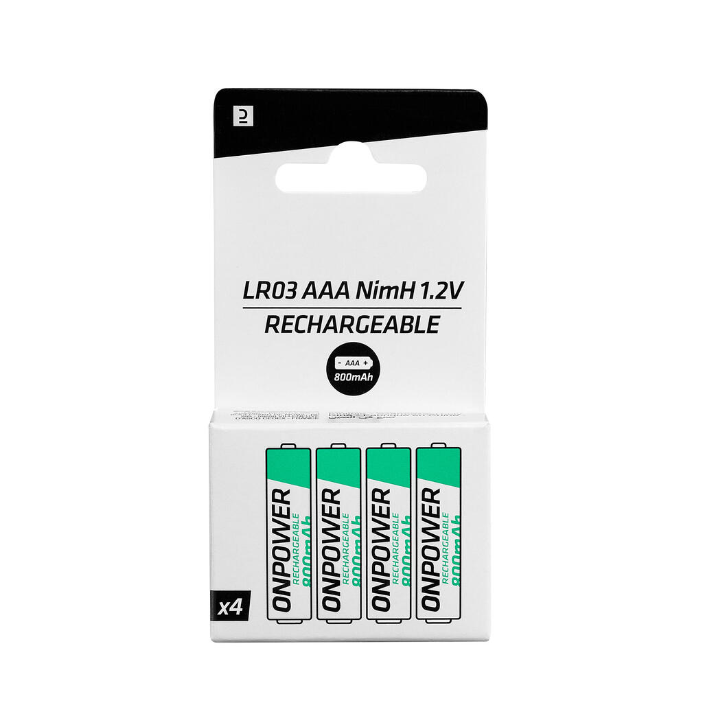 Pack of 4 aaa rechargeable batteries - nimh 800mah