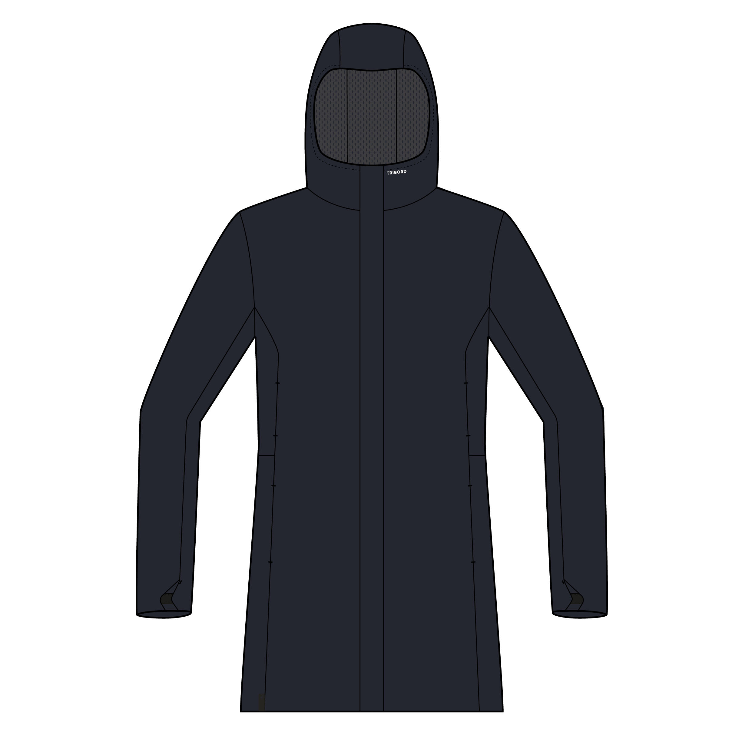 Jas Sailing 500 dames waterdicht lang marineblauw 13/39