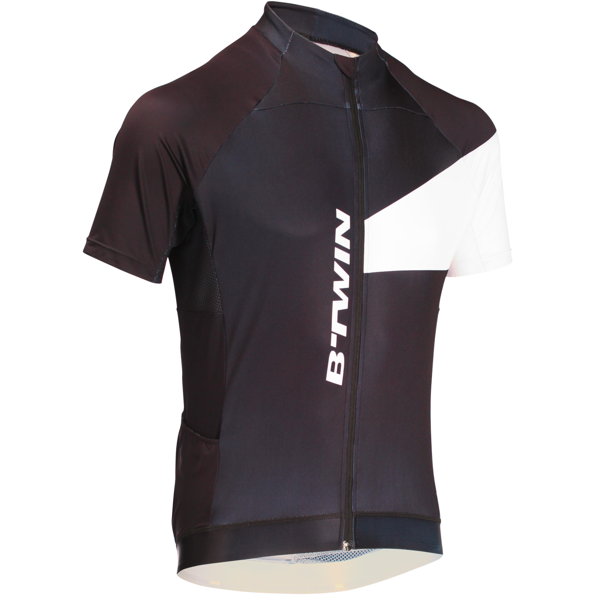 BTWIN 700 Short-Sleeved Cycling Jersey - Black/White