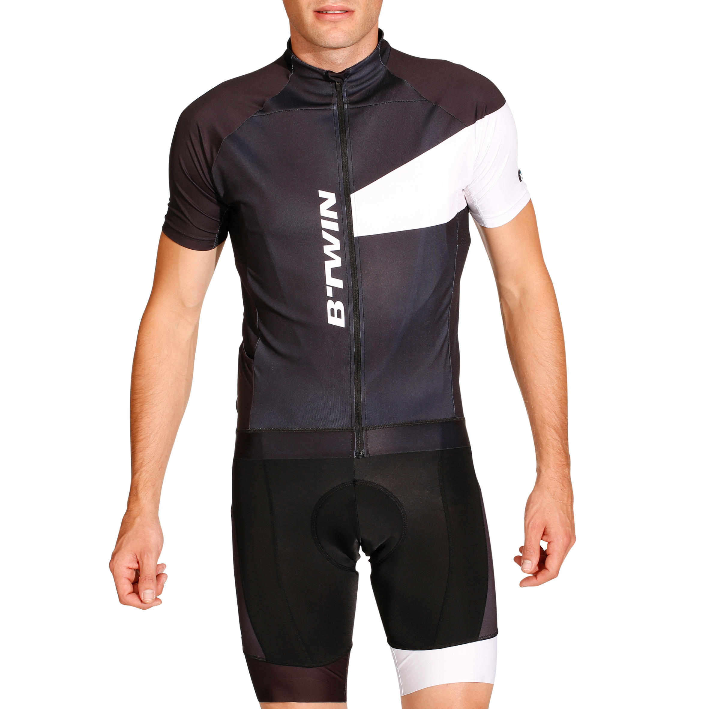 Pánský cyklistický dres 700 s krátkým rukávem černo-bílý 2/14