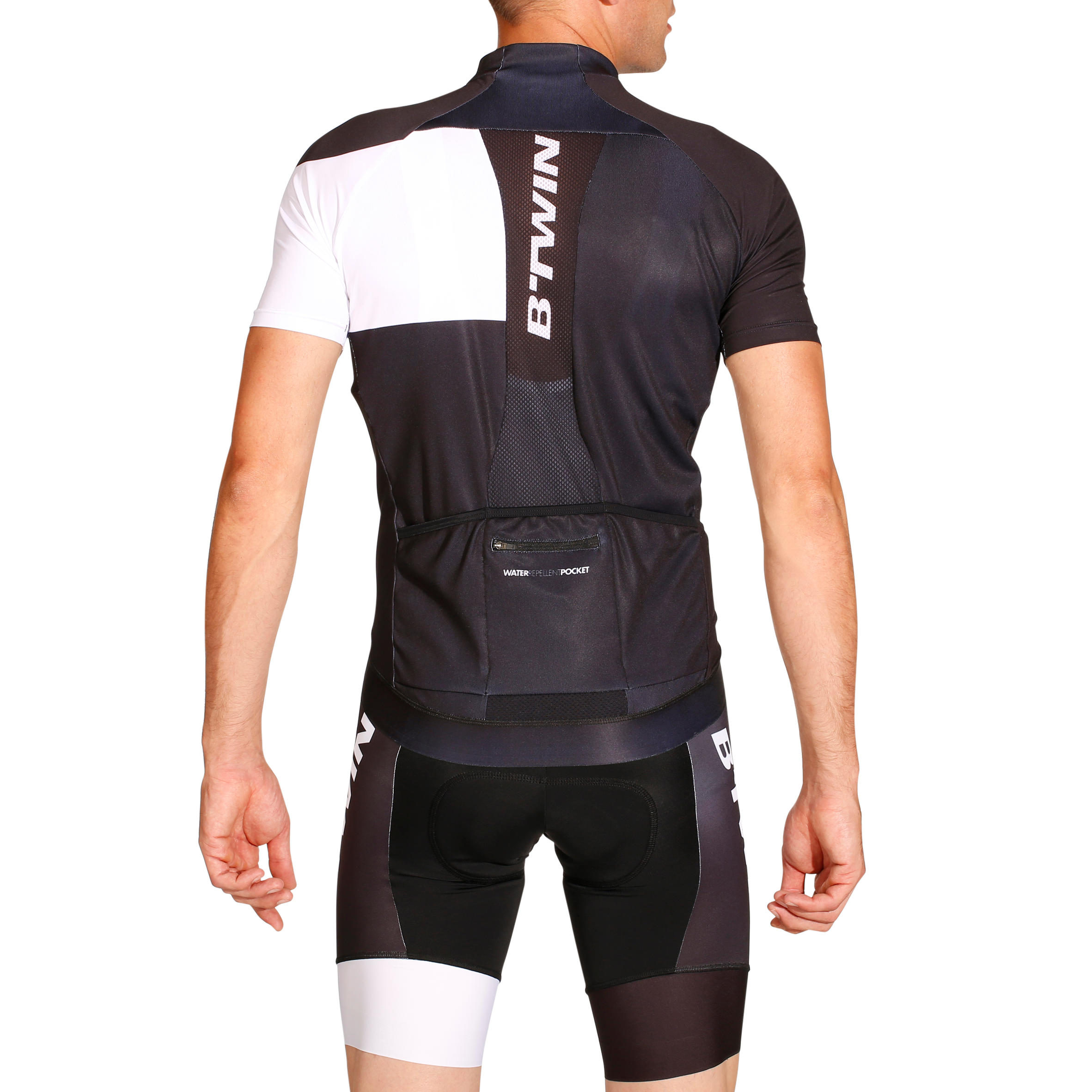 Pánský cyklistický dres 700 s krátkým rukávem černo-bílý 4/14