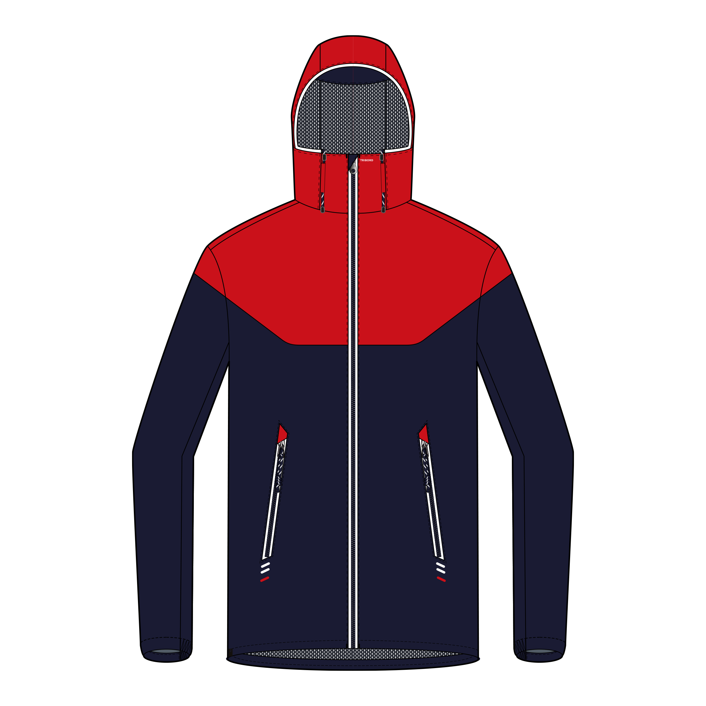 Veste imperméable de voile - veste de pluie coupe vent SAILING 100 Bleu rouge