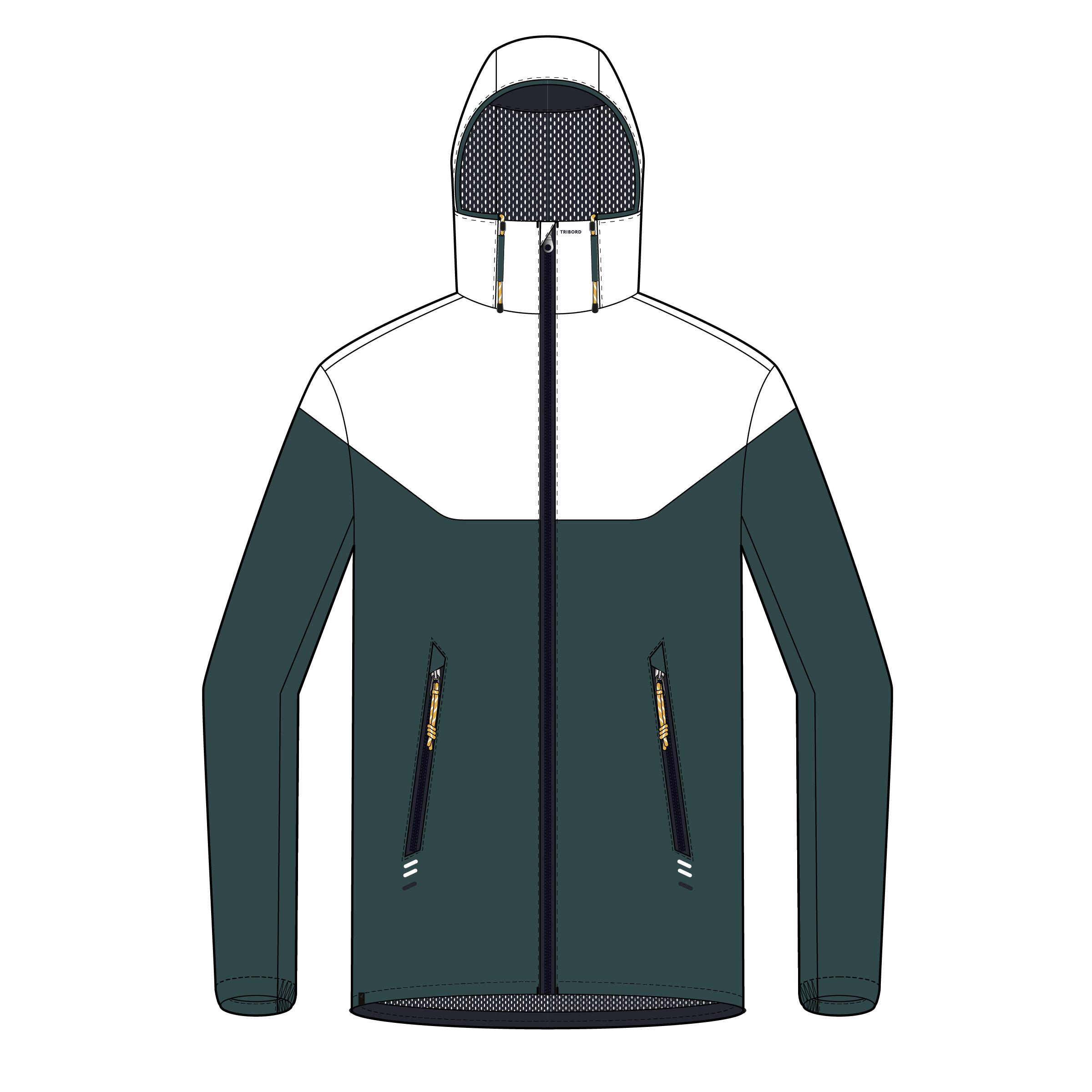 Men’s waterproof and windproof sailing jacket, 100 white petroleum 6/6