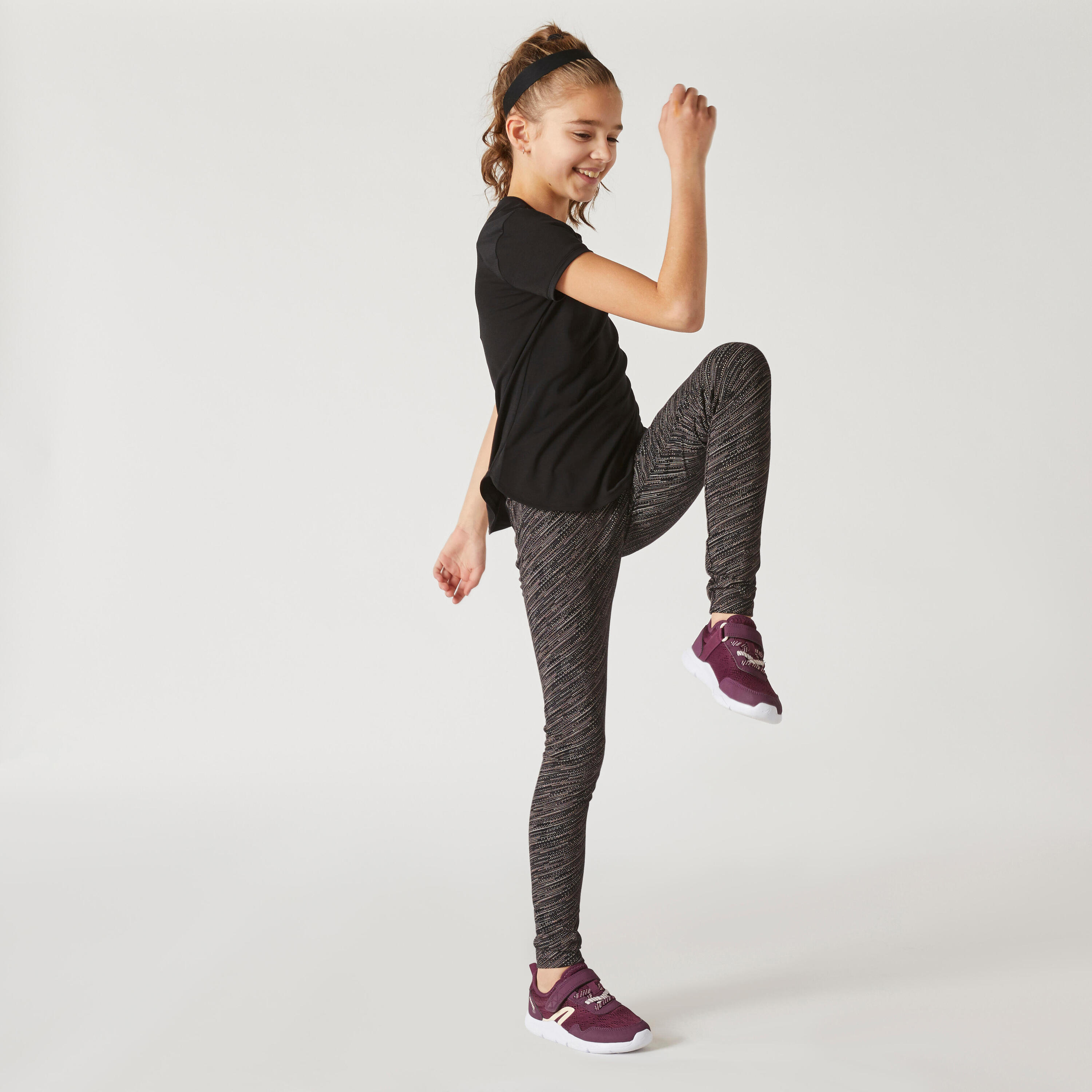 Girls' Breathable T-Shirt - Black/Print 4/7