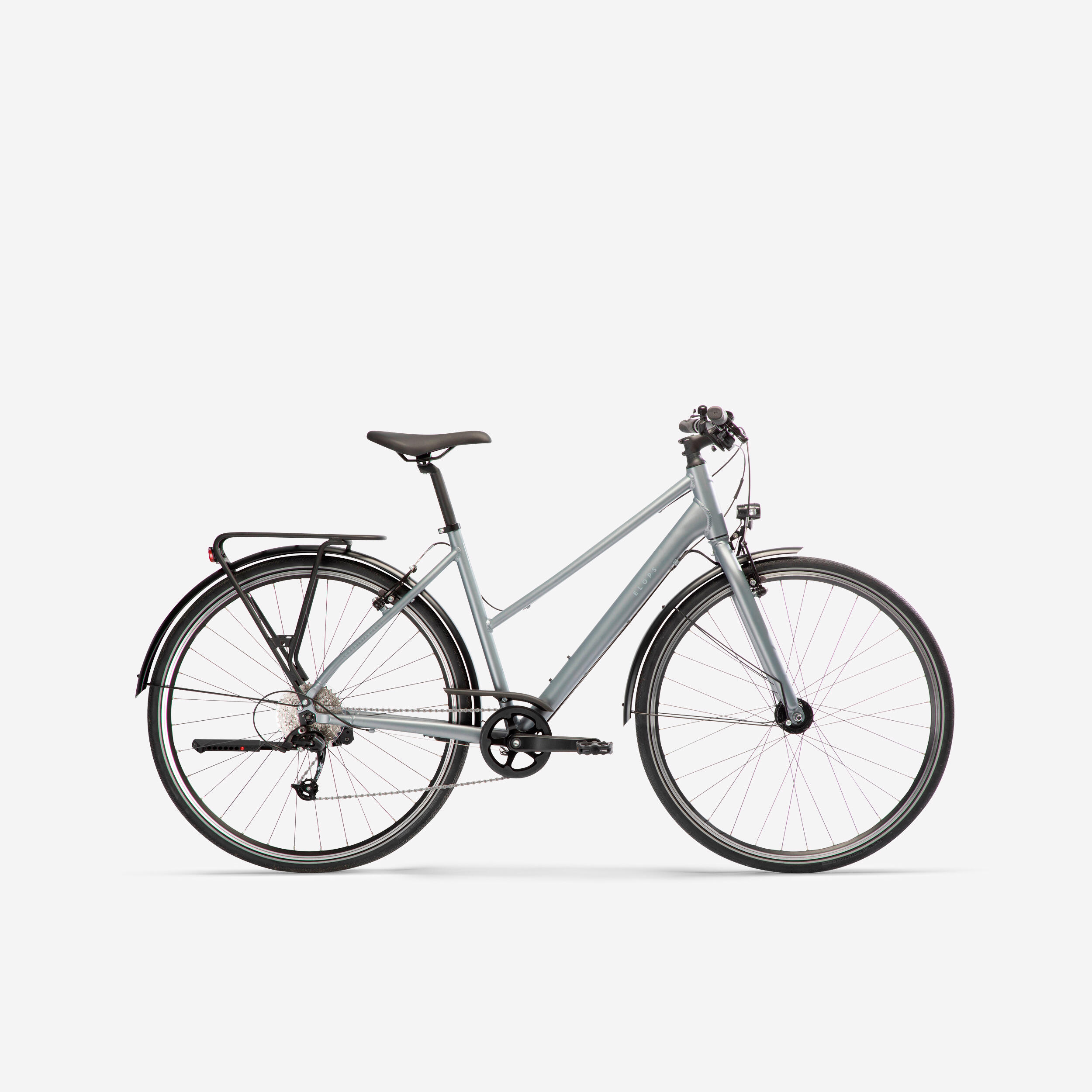 City Bike Elops 500 Step through Grey Decathlon