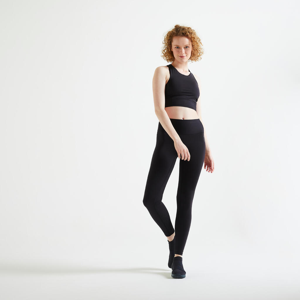 Crop top brassière maintien medium Femme - Noir