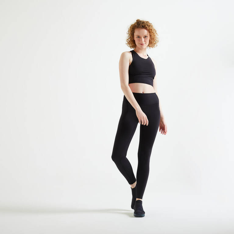 Women's Medium Support Crop Top - Black