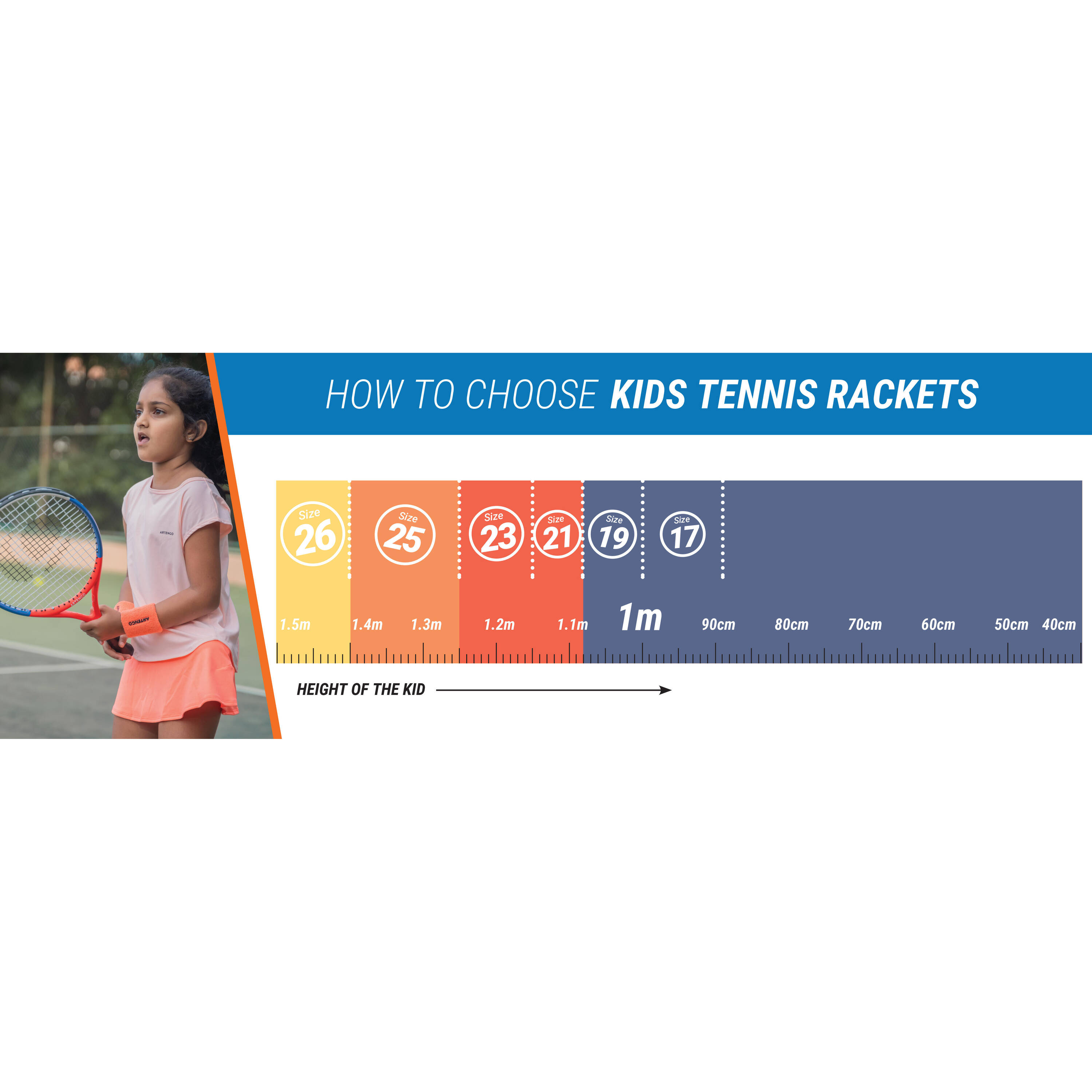 Kids Tennis Racket 19 inch TR130 - Orange -  3