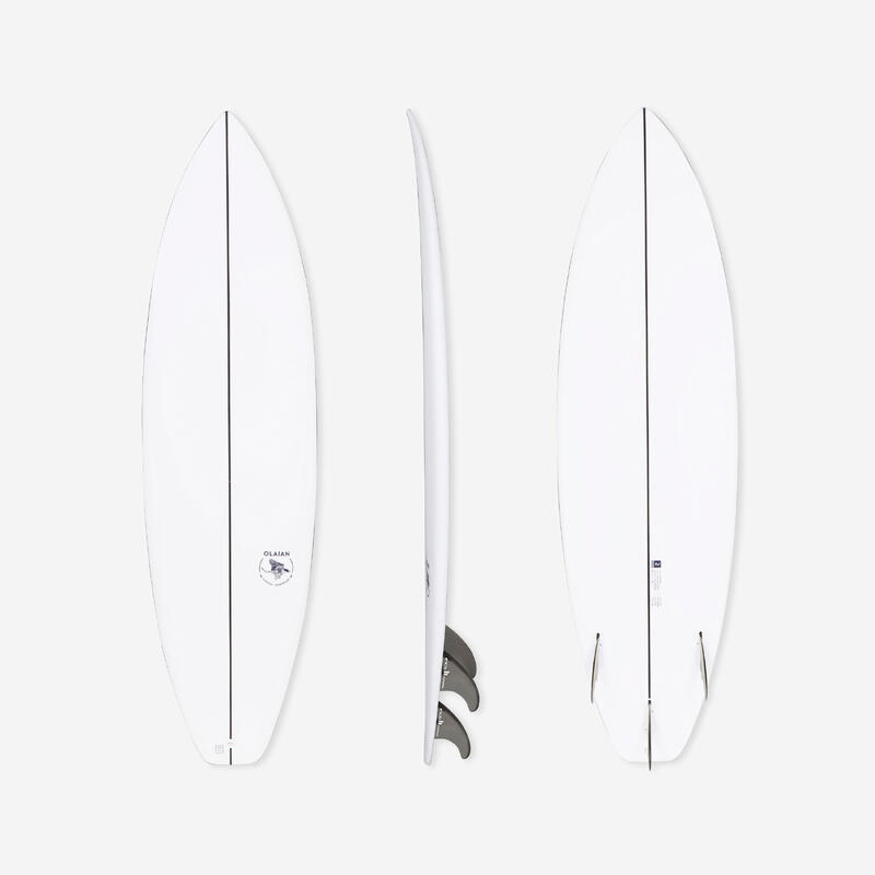 Shortboard voor surfen 900 6'3" 35 l. Geleverd met 3 FCS2-vinnen