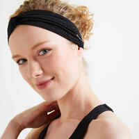 Stirnband Fitness-/Cardiotraining Damen schwarz mit Gummi