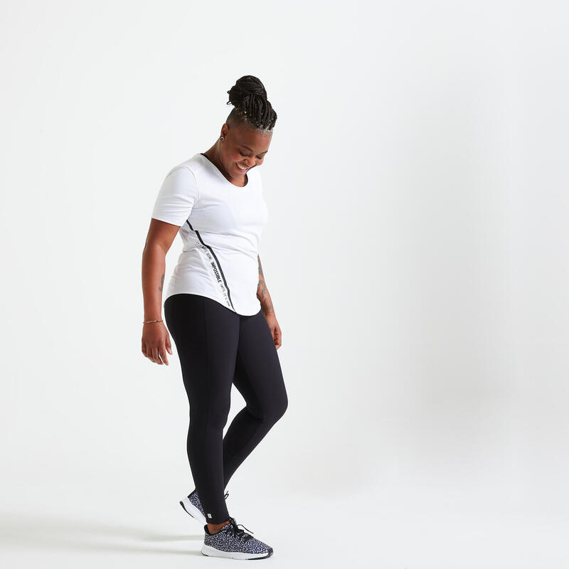 Mallas Leggings fitness largos talle alto 120 Mujer negro - Decathlon