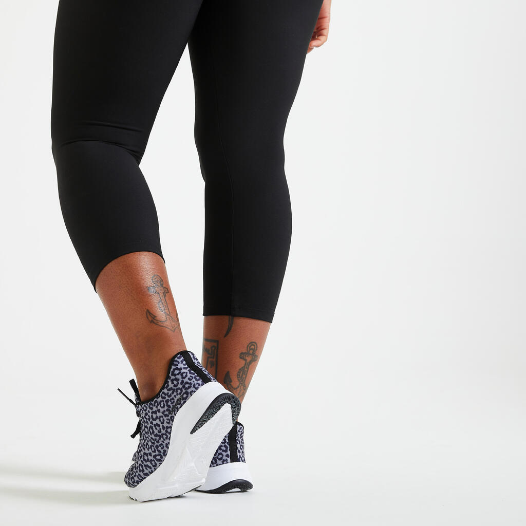 Legging de fitness court cardio femme, noir fumé