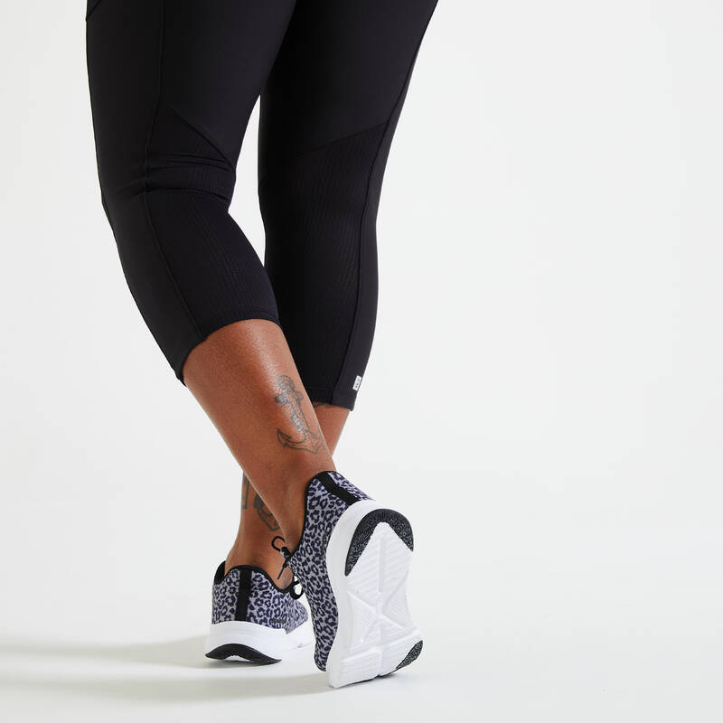 Leggings capri de running negros para mujer Kiprun RUN 100 - Decathlon