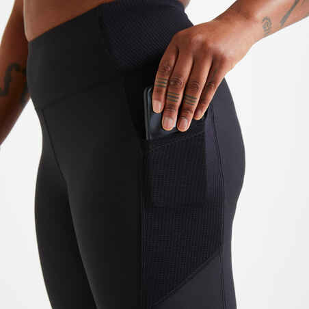 Lululemon Women's Black Crop Leggings 14 Mesh Side Size S