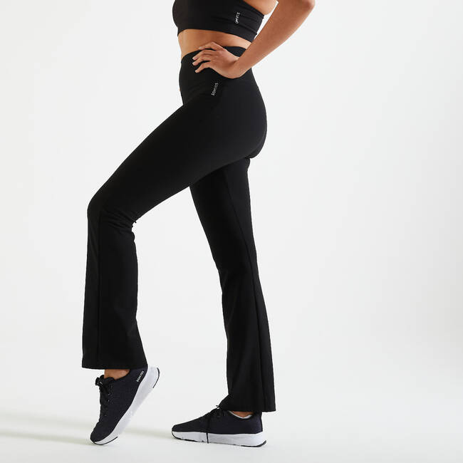 Buy Women Polyester Straight-Cut Trendy Gym Leggings - Black