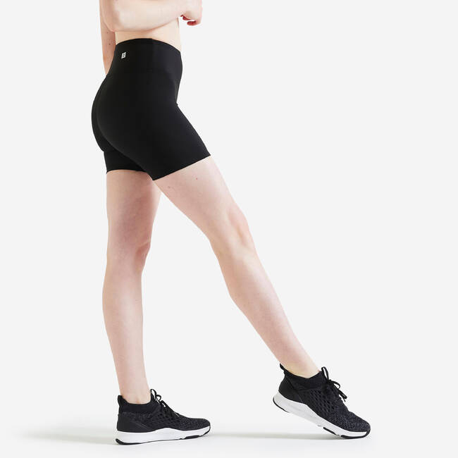 Women Gym Shorts Slim Fit FST100 Black