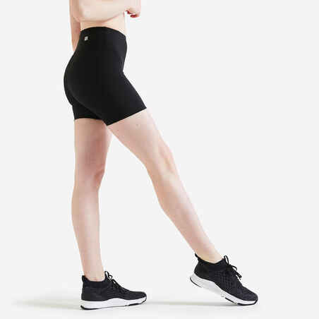 Mallas short fitness vientre plano Mujer Domyos negro