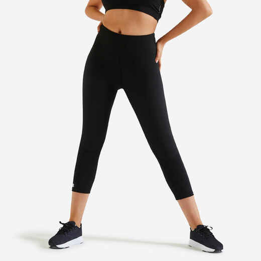 Women's Plus-Size Fitness Cardio Leggings with Pocket - Black/Grey