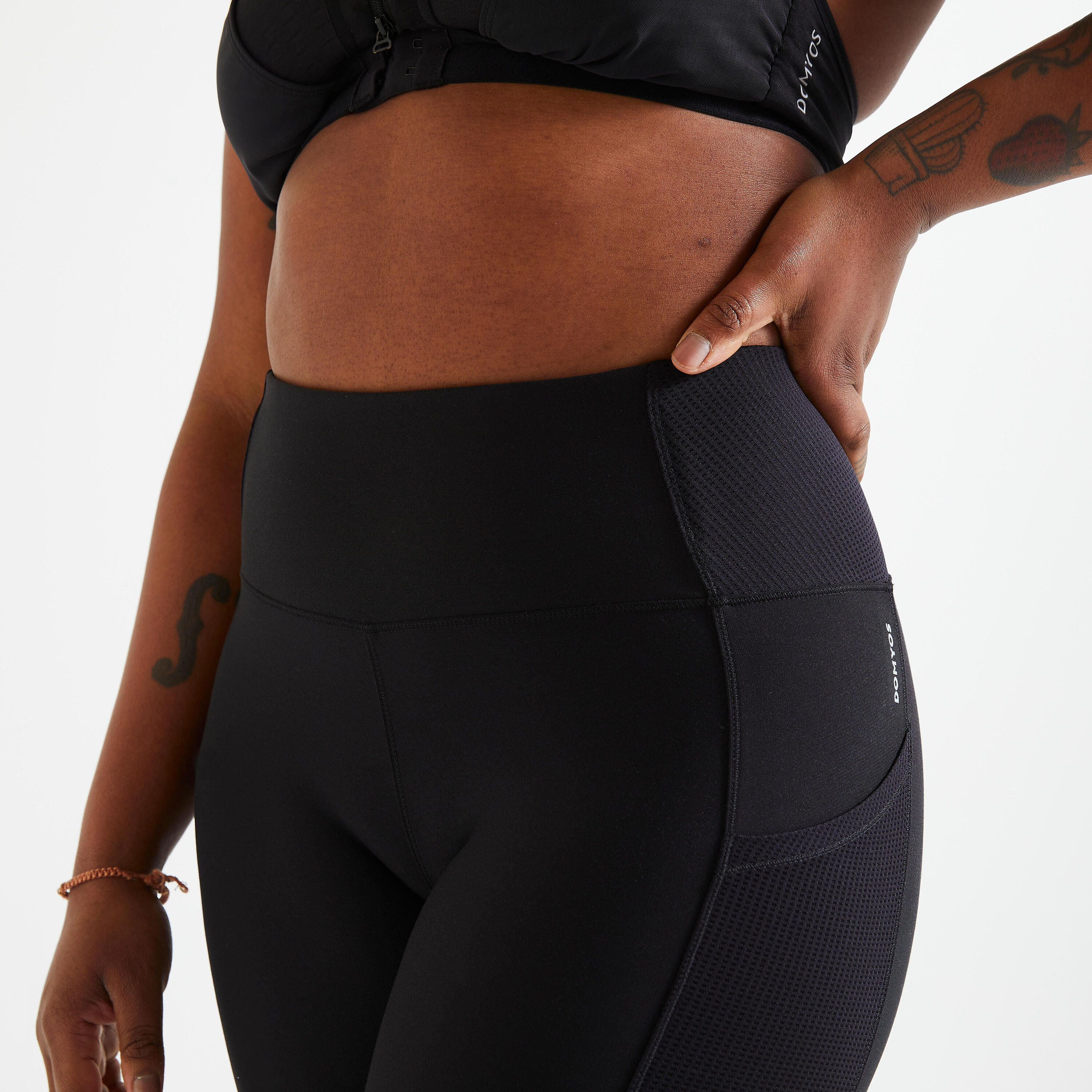 Women's phone pocket fitness high-waisted leggings, black 5/7