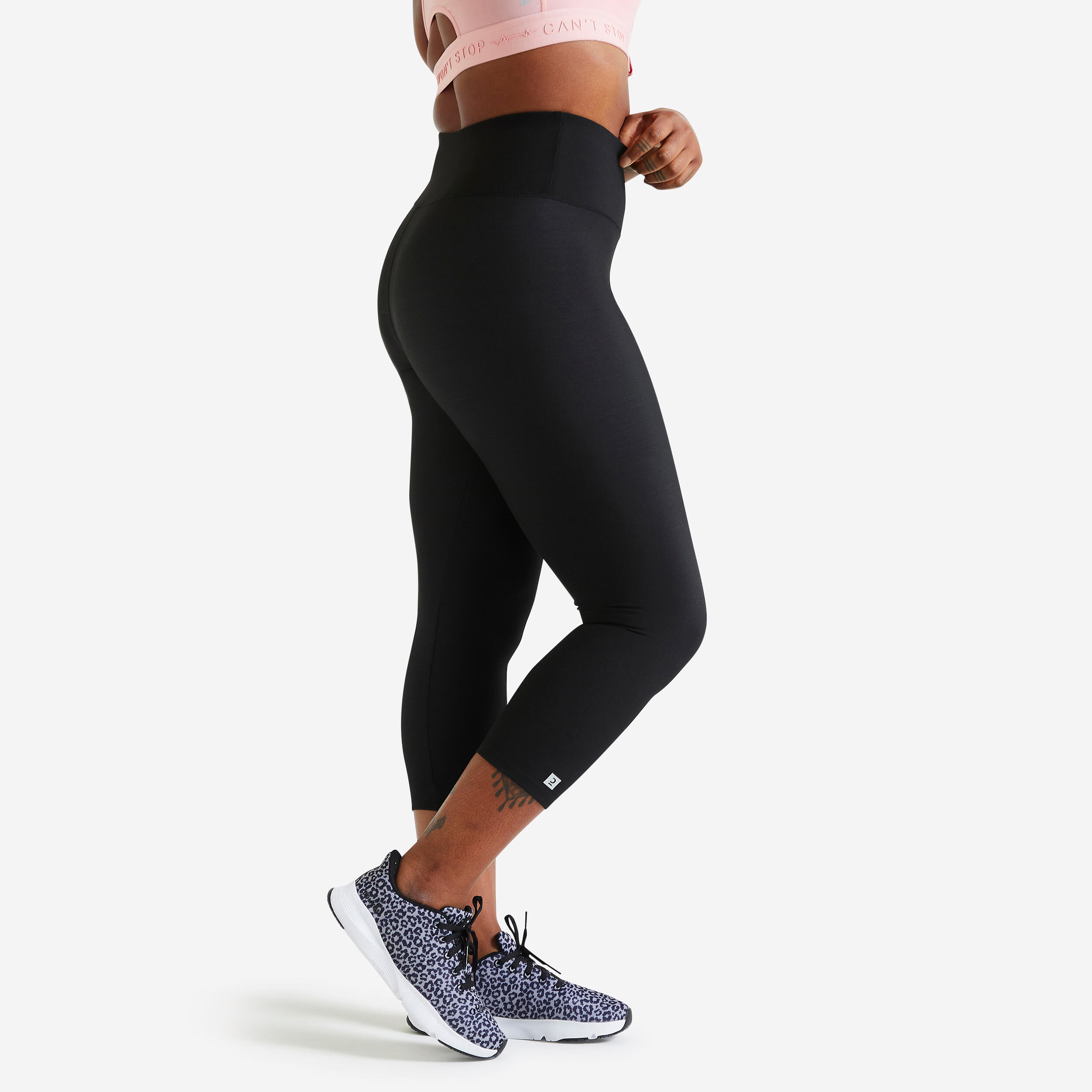 DOMYOS Women's Fitness Cardio Cropped Leggings - Black