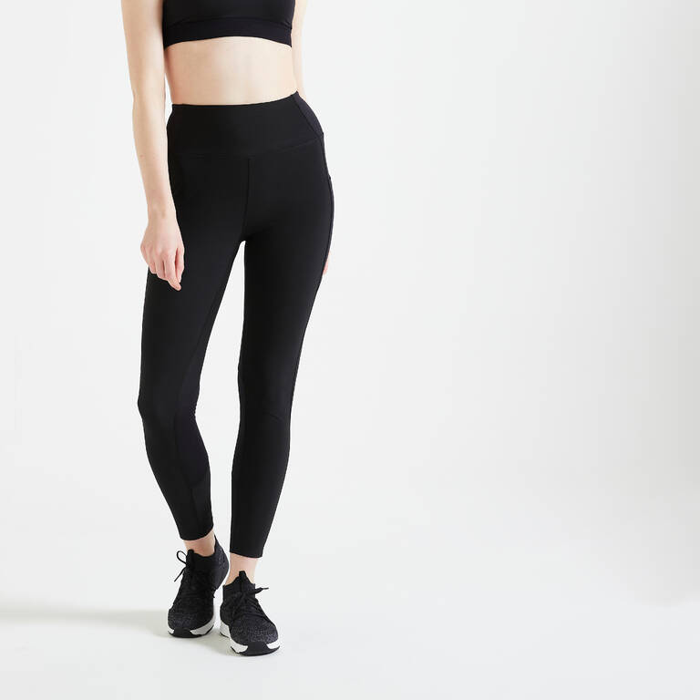 Women Gym Leggings  High Waist Polyester -  Black