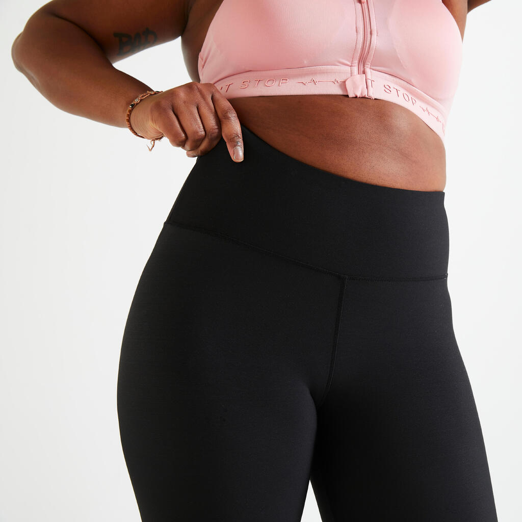 Legging de fitness court cardio femme, noir fumé