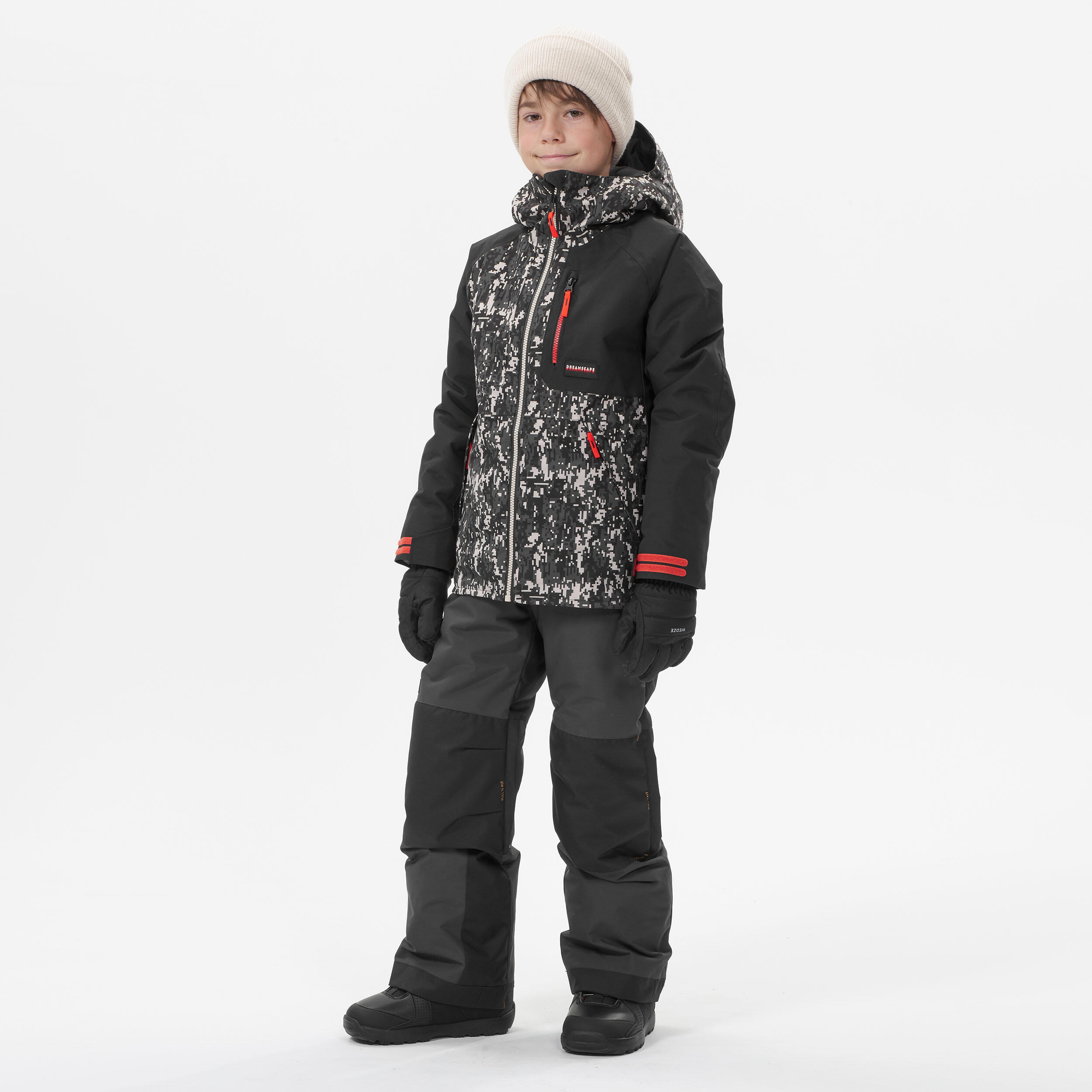 Kids snowboard jacket - SNB 500 kid - black graph