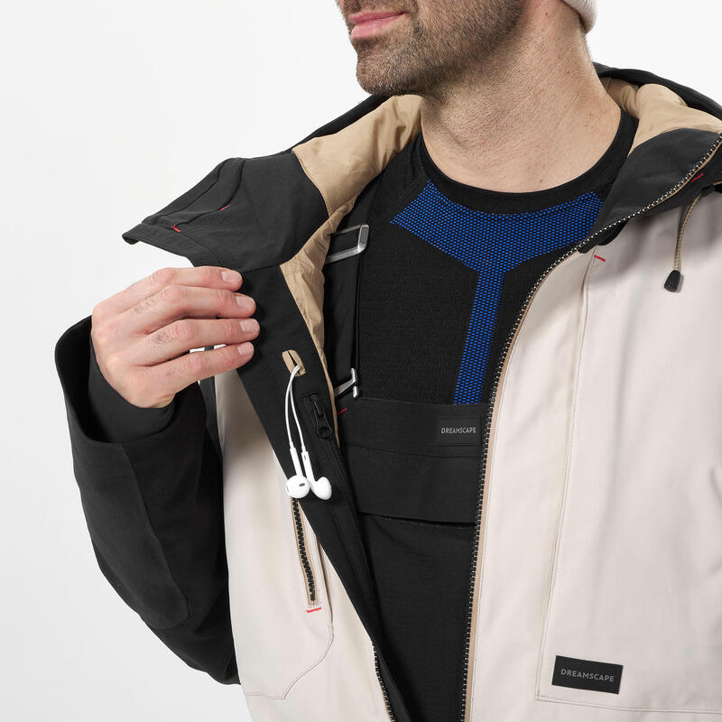 Veste de snowboard résistante et imperméable homme, SNB 900 UP beige et noir