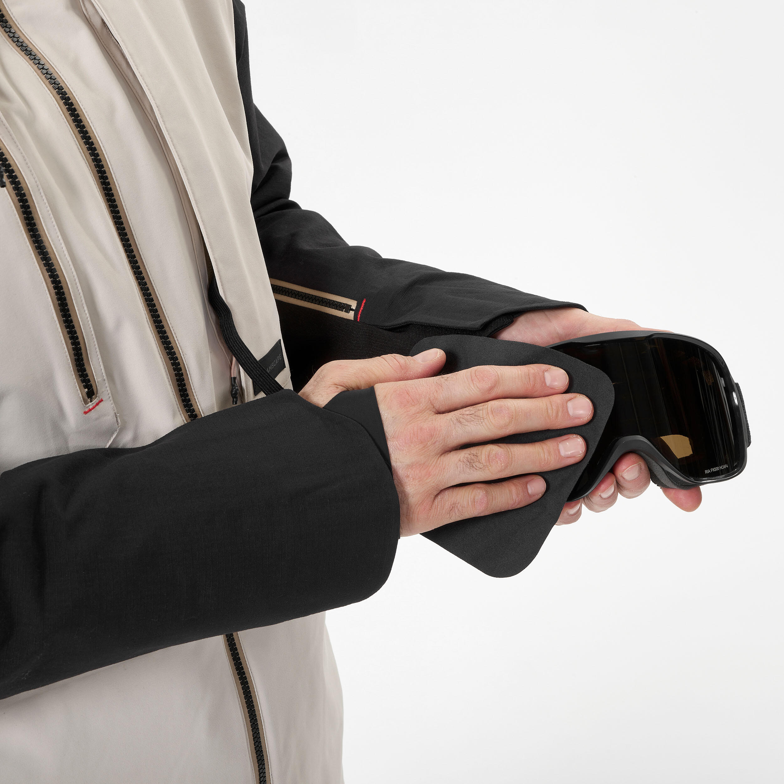 Jaqueta de snowboard resistent i impermeable home SNB 900 UP beix i negre  15/27