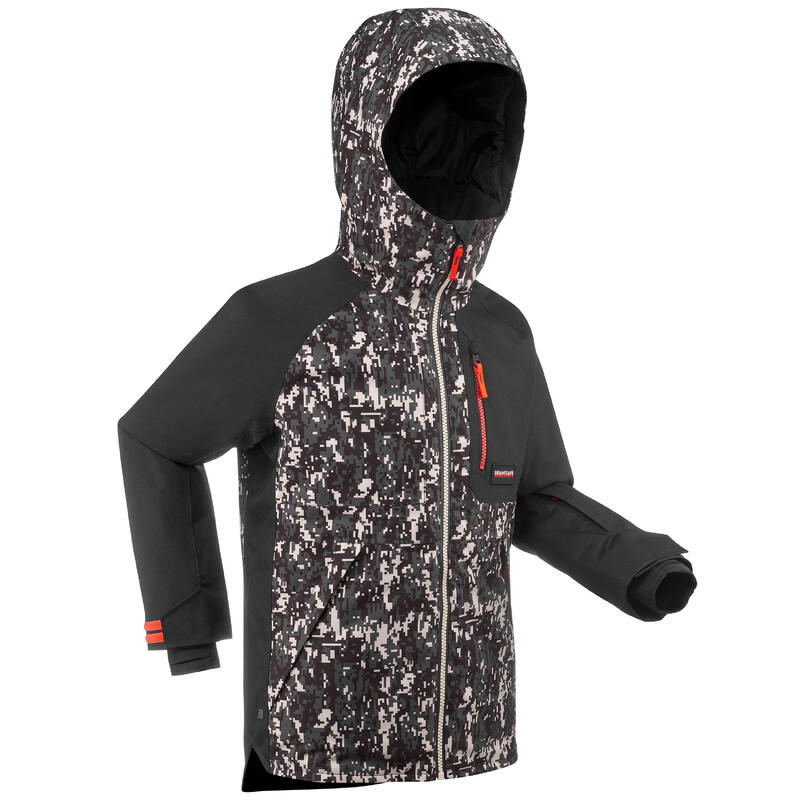 Snowboardjas voor kinderen SNB 500 zwart met print