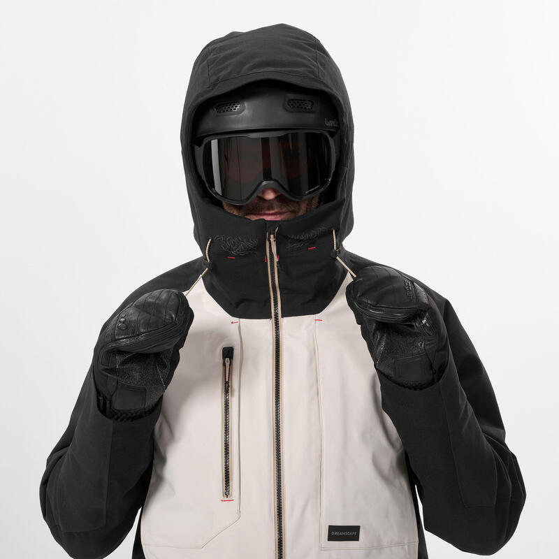 Veste de snowboard résistante et imperméable homme, SNB 900 UP beige et noir