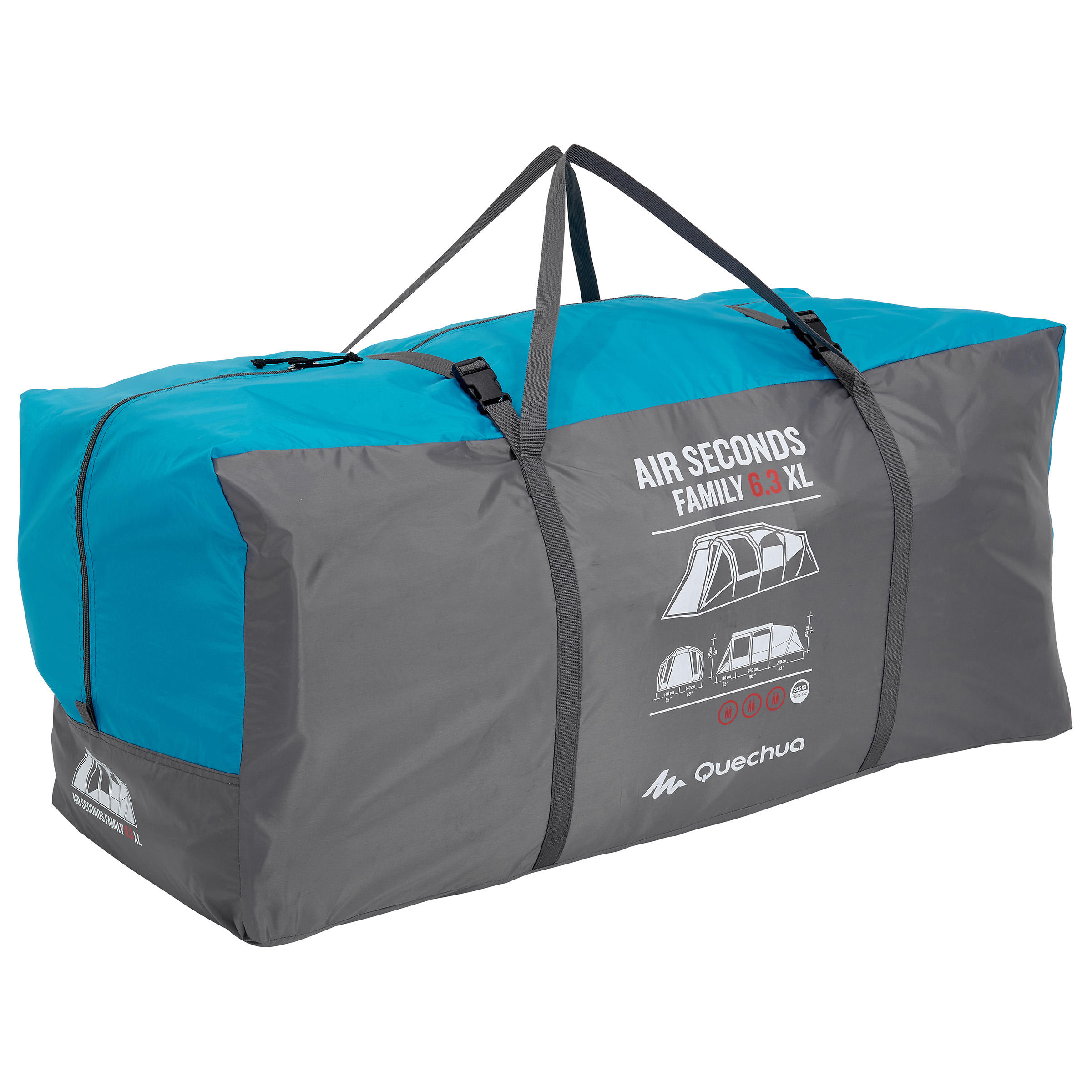 Air seconds family tent 6.3xl | 6 people grey 25/28