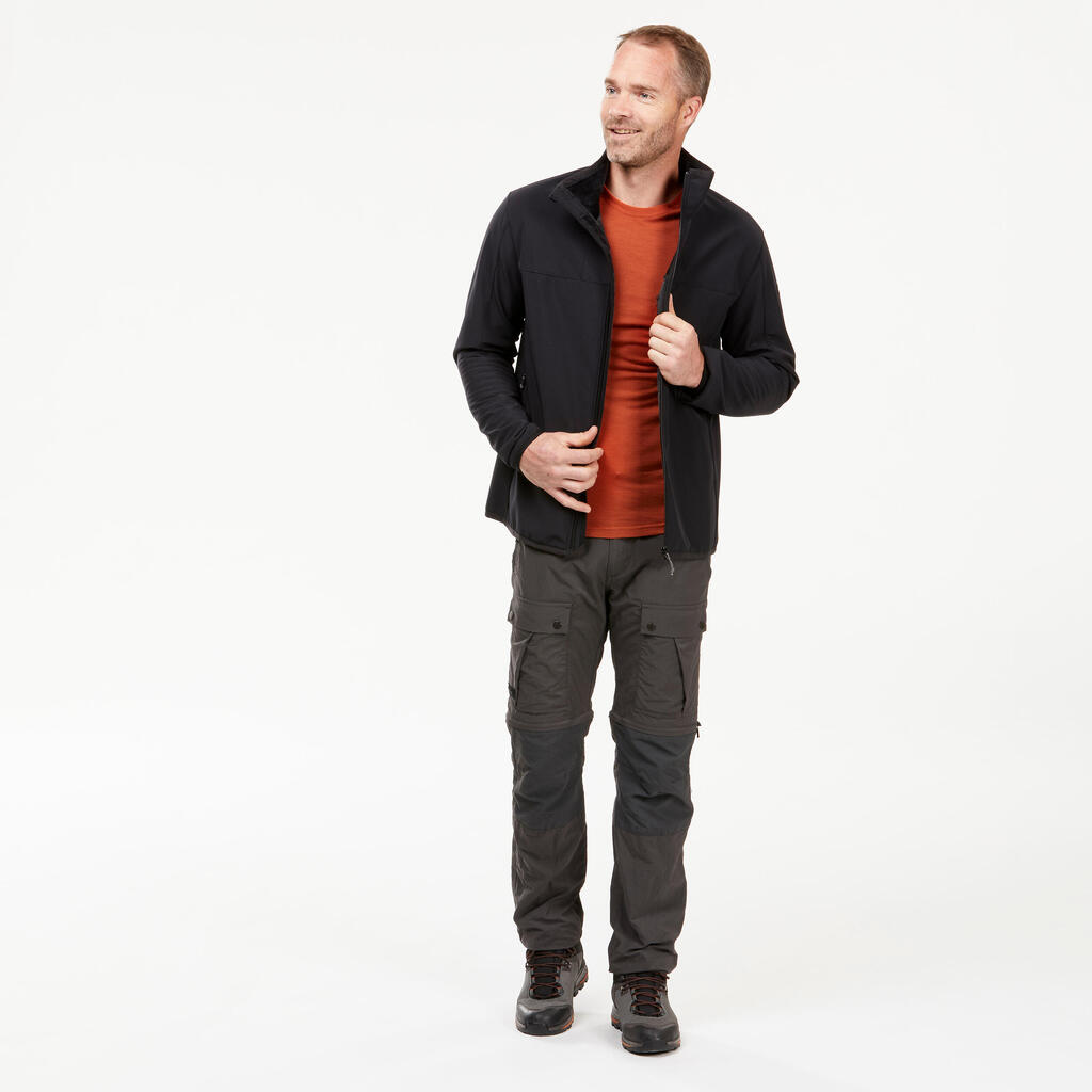 Chaqueta térmica tipo shoftshell de senderismo para Hombre Forclaz MT100 negro