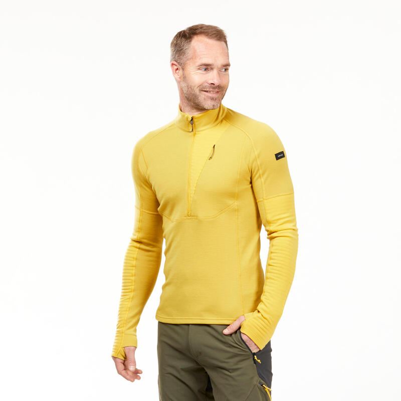 Camisola de trekking em lã de merino - MT900 amarelo - Homem