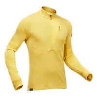 Pánske turistické merino tričko s dlhým rukávom žlté