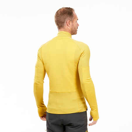 Merinoshirt Herren Trekking langarm Kragen Zip - MT900