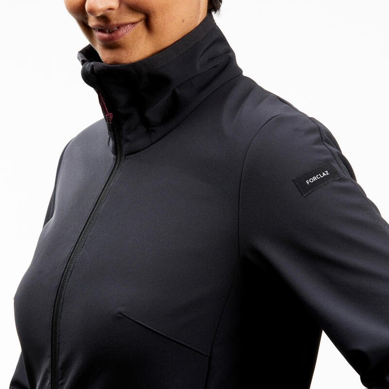 Winddichte en warme softshell jas voor dames MT100 zwart