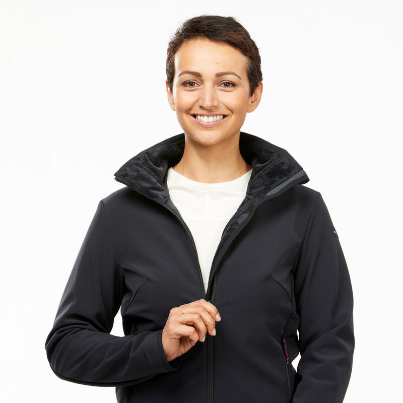 Women's Windproof Warm Softshell Jacket MT100 Windwarm - black 