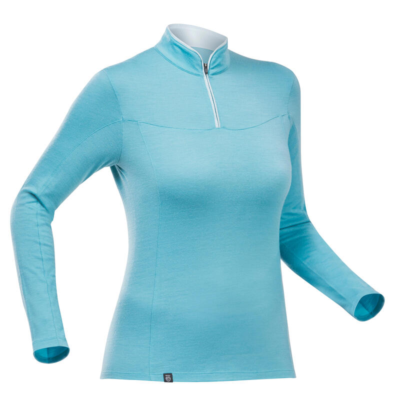 Camisola de Trekking Gola com Fecho - MT500 Mulher