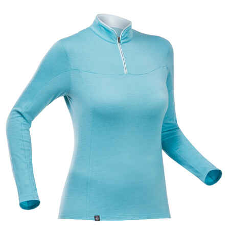 Women’s Long-sleeved Merino Zipped Neck T-shirt - MT500