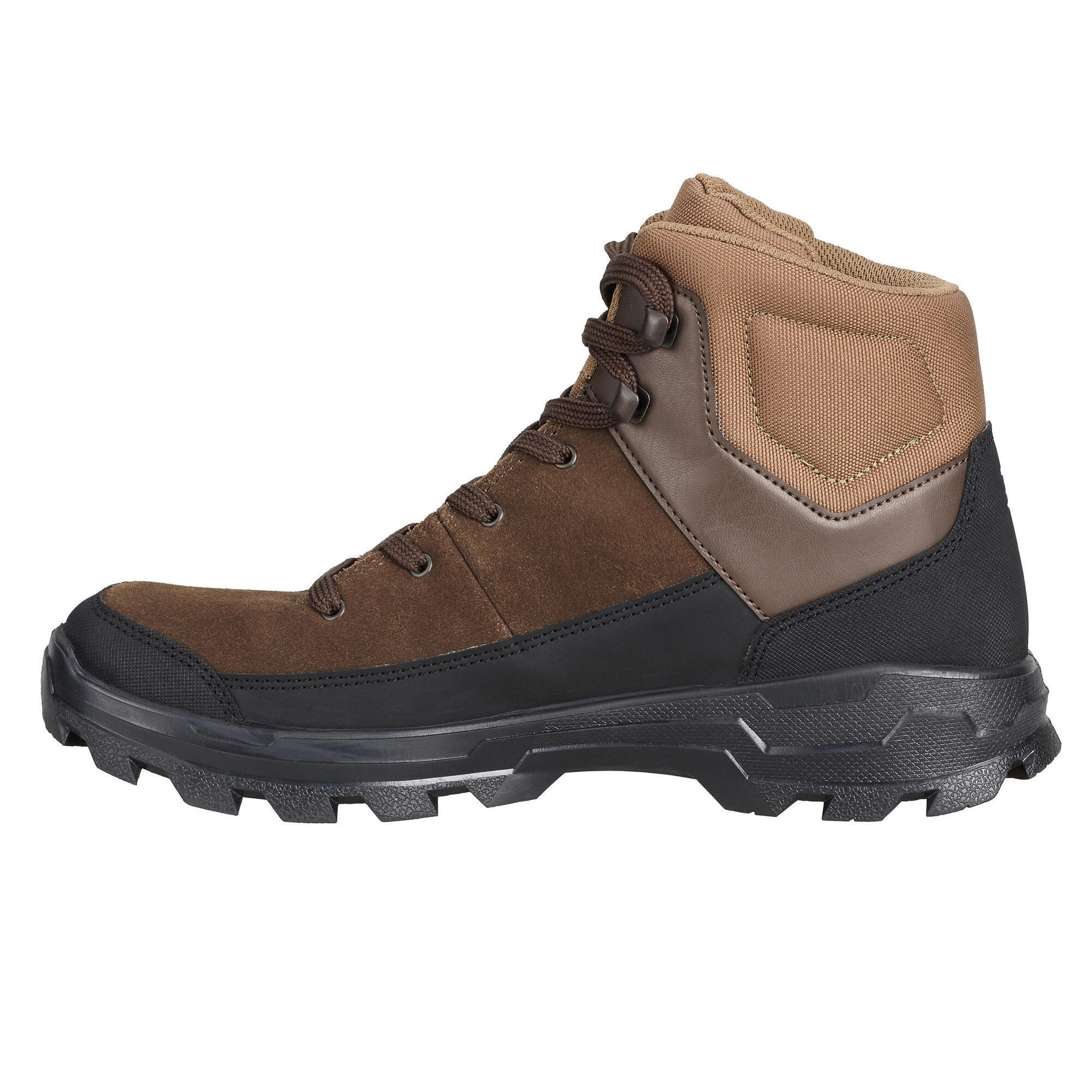 SOLOGNAC Ademende leren jachtschoenen Crosshunt 100 D hoog bruin | Decathlon