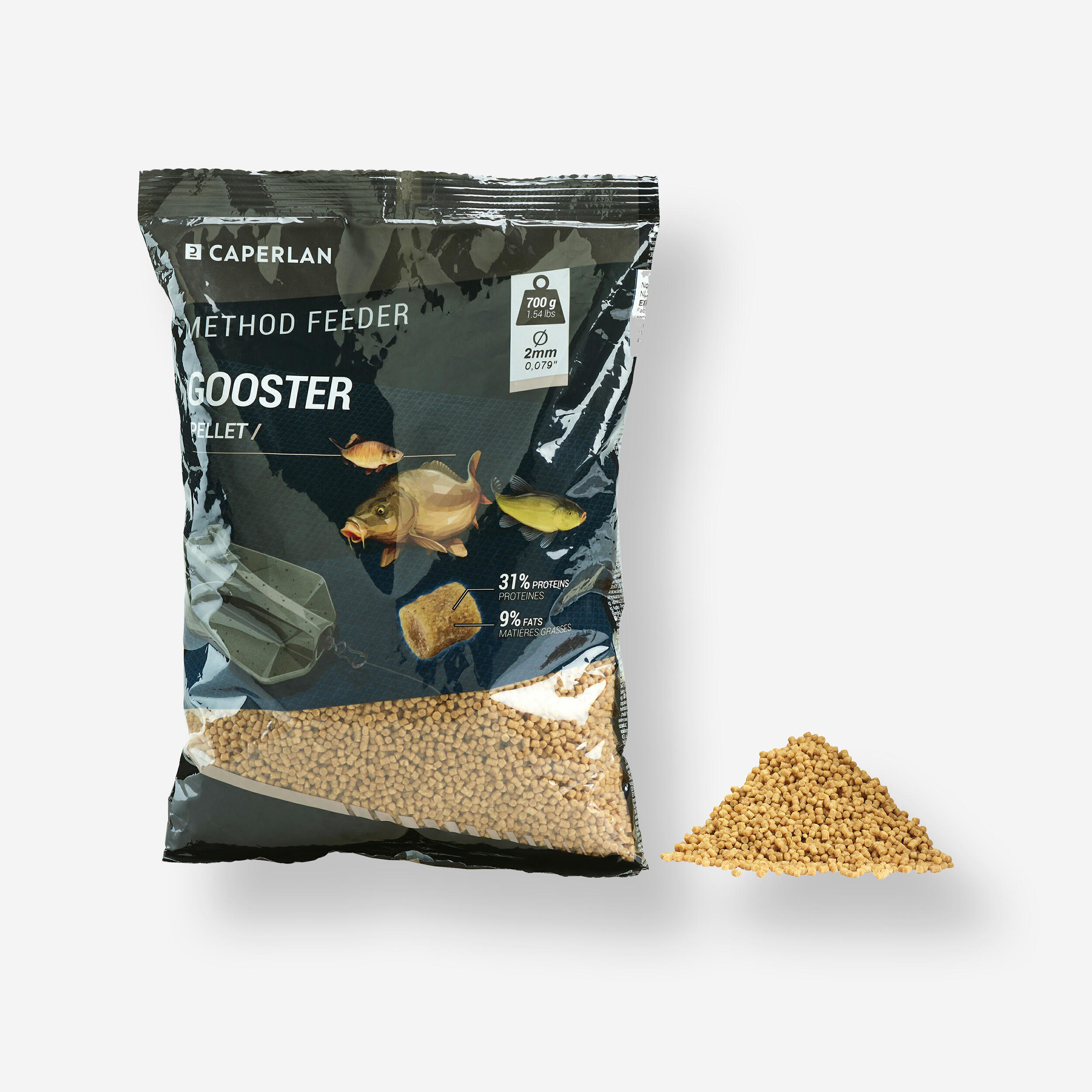 Gooster pellet feeder 2mm 700g for method feeder fishing.