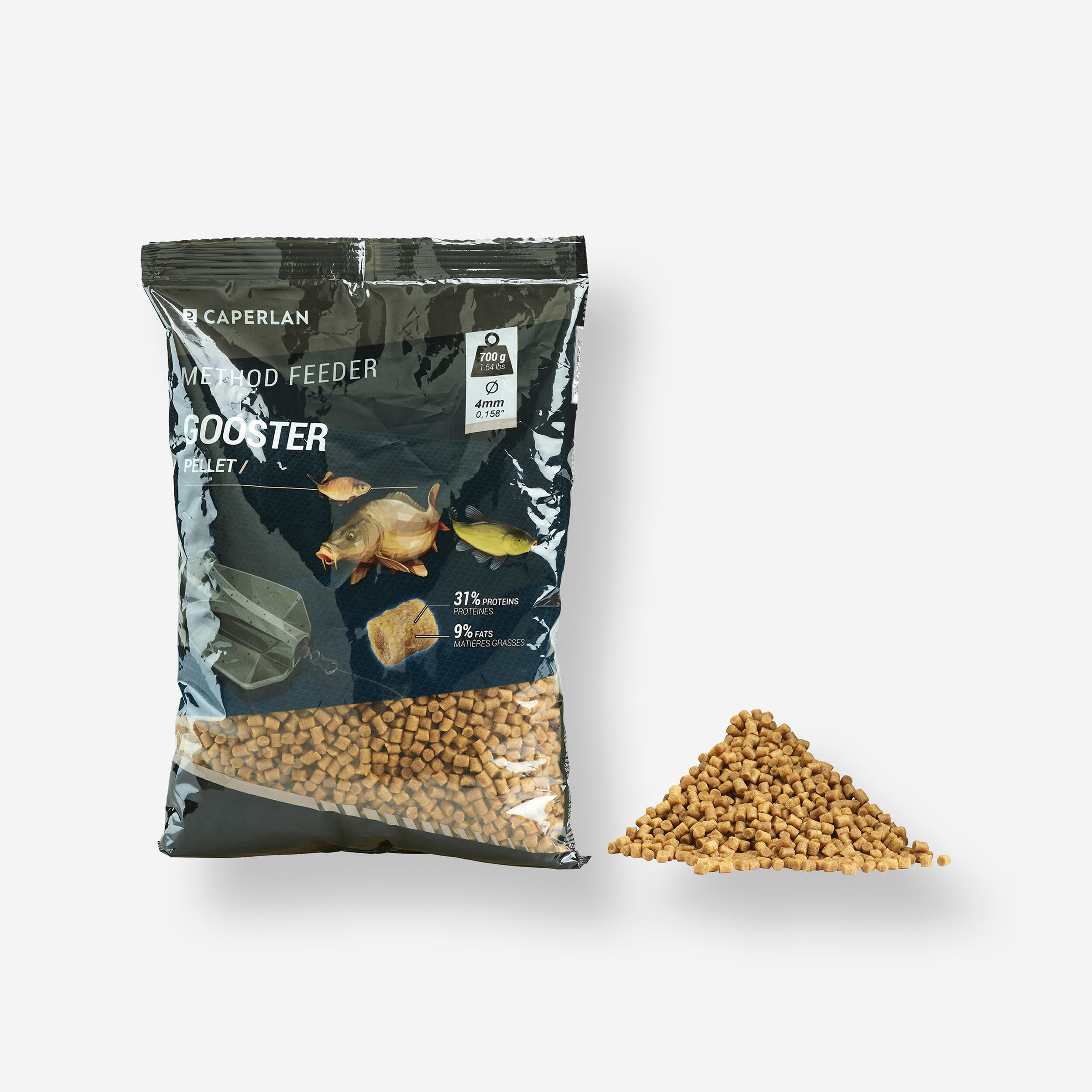 Engodo granulado gooster pellet 4 mm para a pesca com engodador
