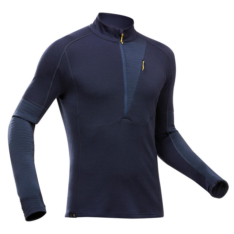 Men's Long-sleeved T-shirt Mountain Trek Merino Wool with Zipped Collar MT900