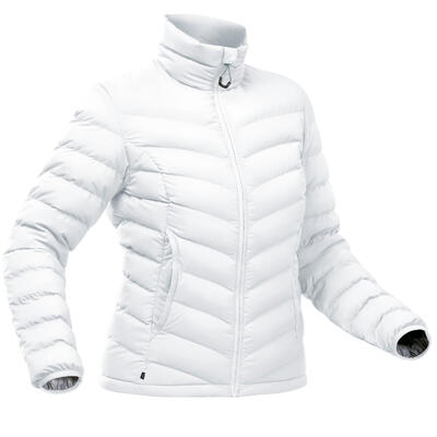 Donsjas voor bergtrekking dames mt500 10°c lichtgrijs